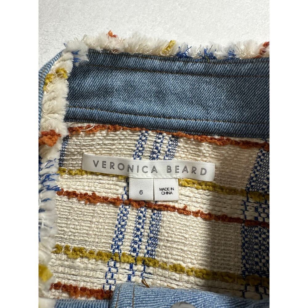 Veronica Beard Nilaja Cropped Jacket in Multi Plaid Size 6 Denim Trim EUC - Picture 4 of 9